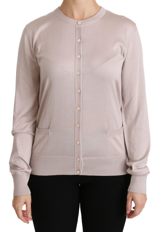 Dolce &amp; Gabbana Seidenpullover mit langen Ärmeln und Spitze in Rosa