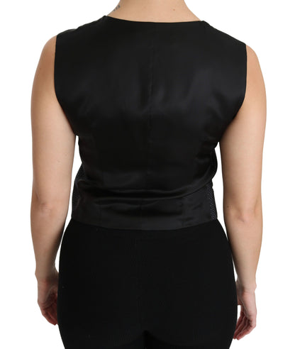 Dolce &amp; Gabbana Schwarze gepunktete Weste, Bluse, Top