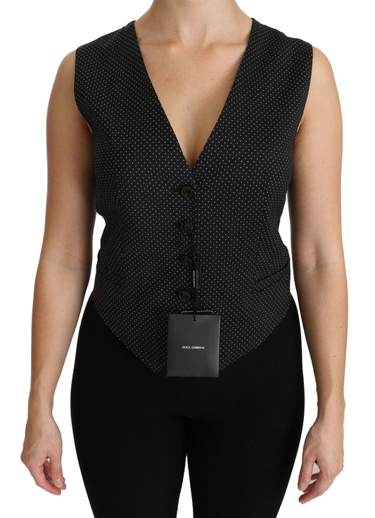 Dolce &amp; Gabbana Schwarze gepunktete Weste, Bluse, Top