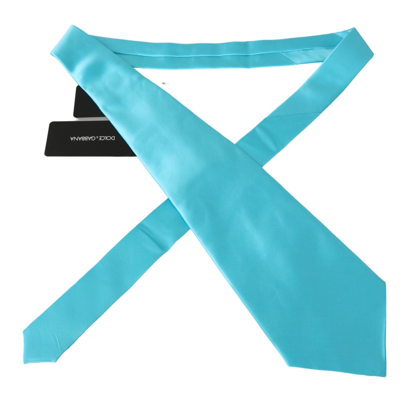Dolce &amp; Gabbana Light Blue Wide Mens Necktie Accessory 100% Silk Tie