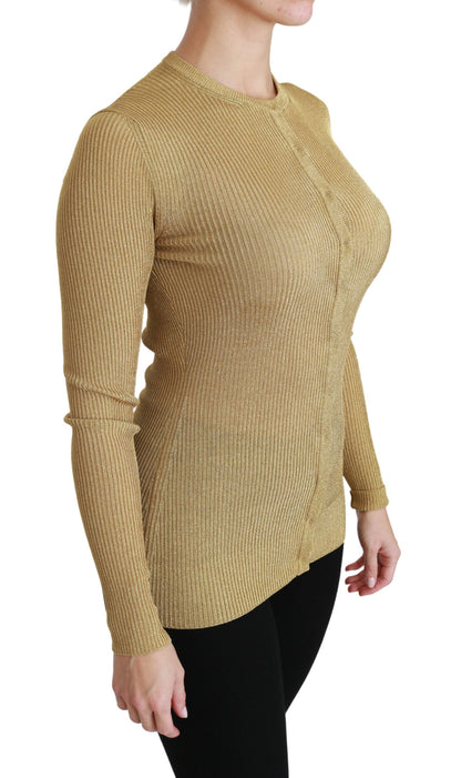 Dolce &amp; Gabbana Goldener Langarm-Cardigan aus Viskose