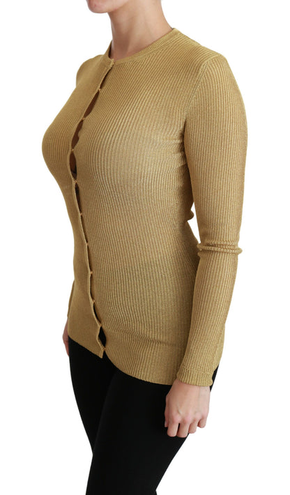 Dolce &amp; Gabbana Goldener Langarm-Cardigan aus Viskose