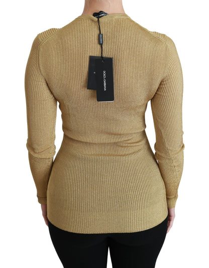 Dolce &amp; Gabbana Goldener Langarm-Cardigan aus Viskose