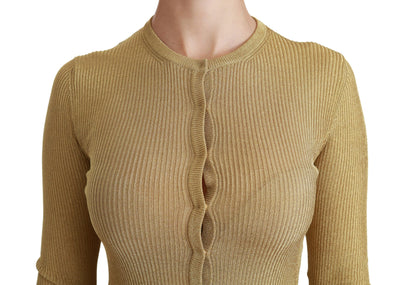 Dolce &amp; Gabbana Goldener Langarm-Cardigan aus Viskose