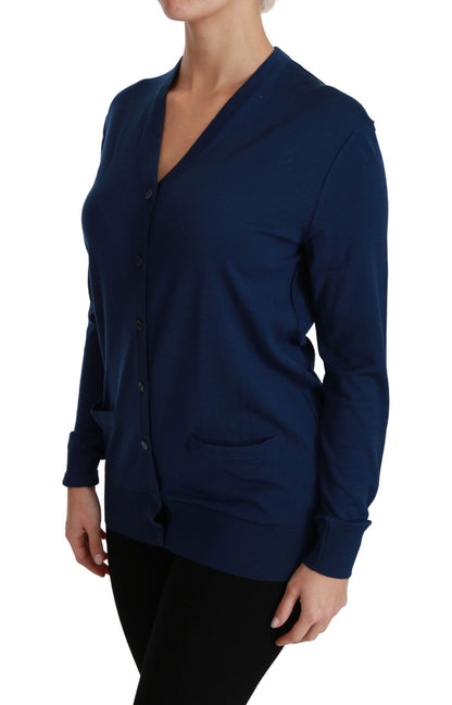 Dolce &amp; Gabbana Blauer Cardigan mit Knöpfen aus Schurwolle