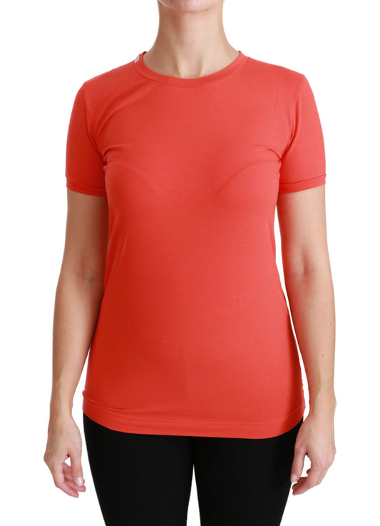 Dolce &amp; Gabbana Rotes T-Shirt mit Rundhalsausschnitt und kurzen Ärmeln aus Baumwolle