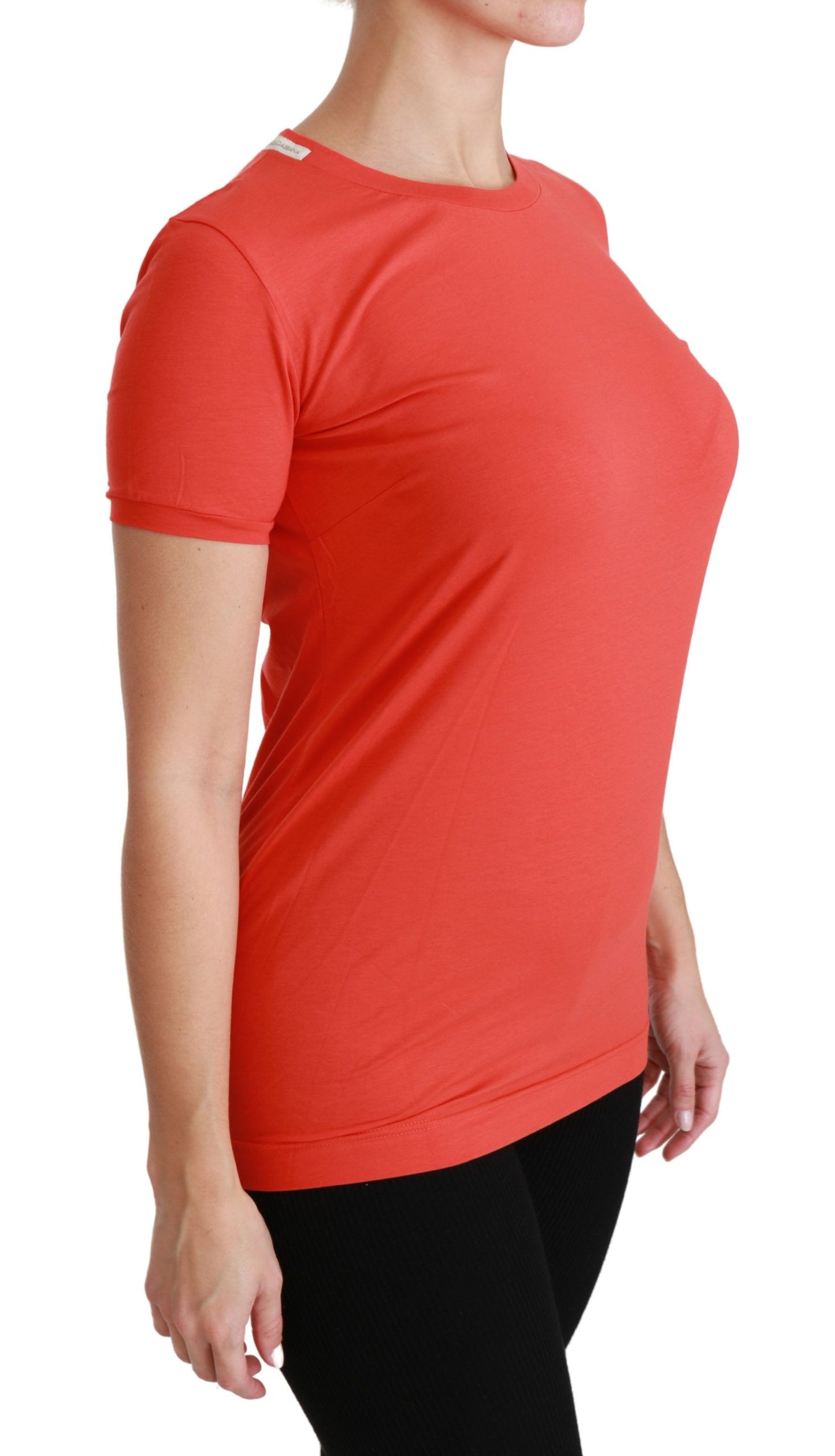 Dolce &amp; Gabbana Rotes T-Shirt mit Rundhalsausschnitt und kurzen Ärmeln aus Baumwolle