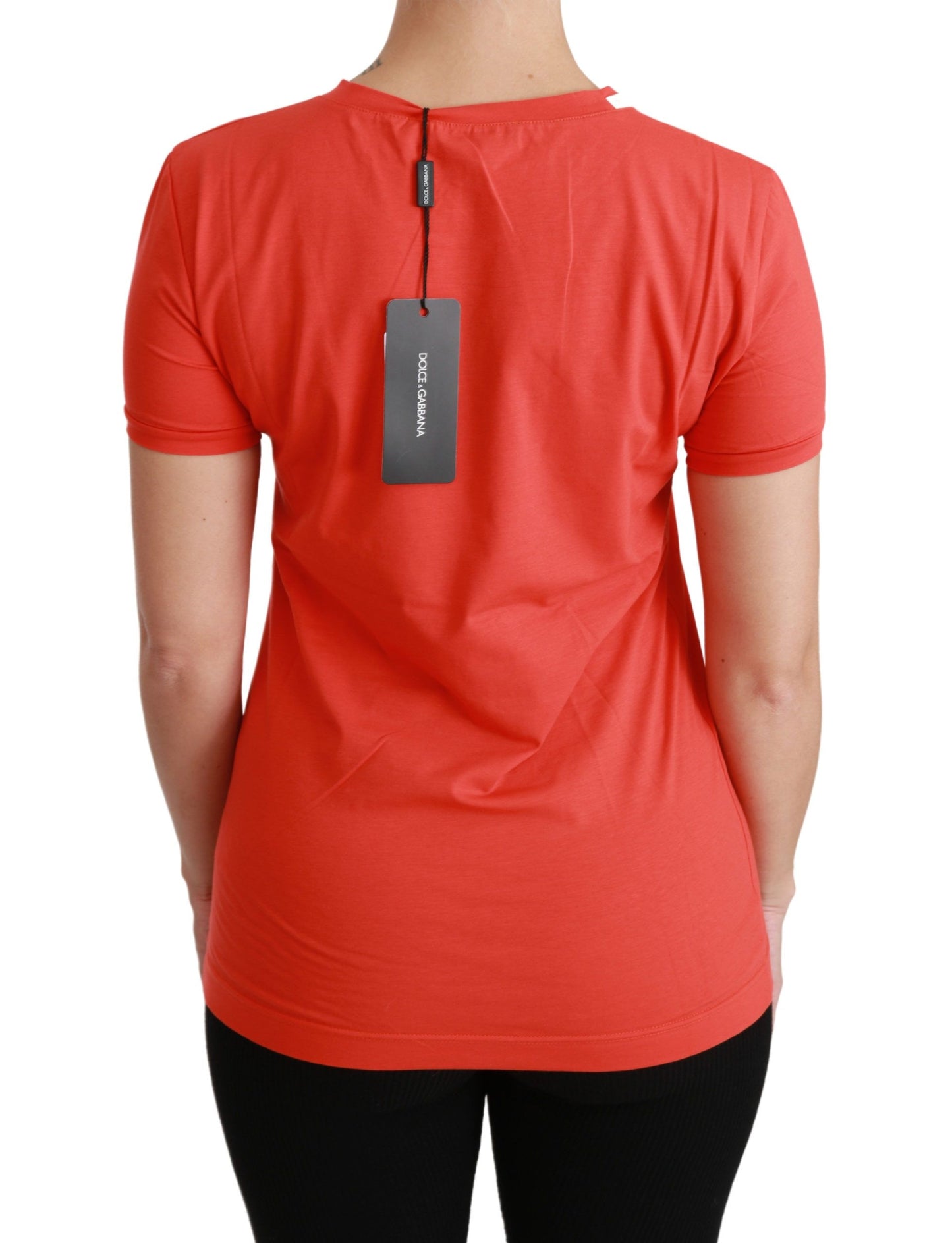 Dolce &amp; Gabbana Rotes T-Shirt mit Rundhalsausschnitt und kurzen Ärmeln aus Baumwolle