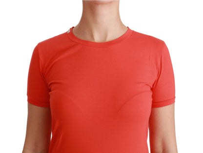 Dolce &amp; Gabbana Rotes T-Shirt mit Rundhalsausschnitt und kurzen Ärmeln aus Baumwolle
