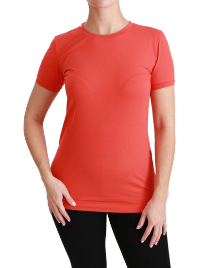 Dolce &amp; Gabbana Rotes T-Shirt mit Rundhalsausschnitt und kurzen Ärmeln aus Baumwolle