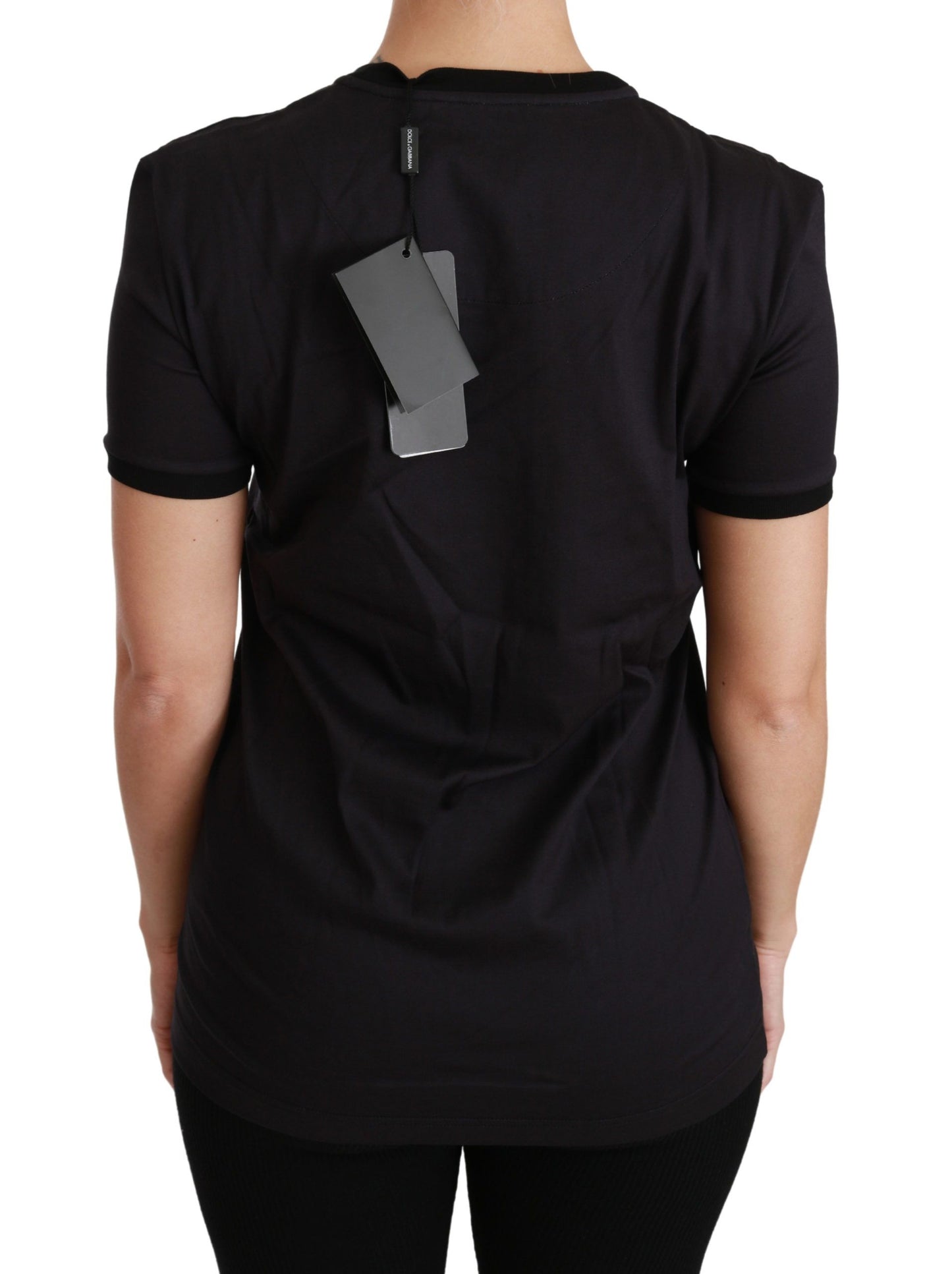Dolce &amp; Gabbana – Schwarzes T-Shirt mit Rundhalsausschnitt „#ImAChristmasTree“