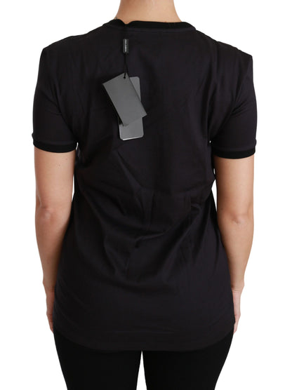 Dolce &amp; Gabbana – Schwarzes T-Shirt mit Rundhalsausschnitt „#ImAChristmasTree“