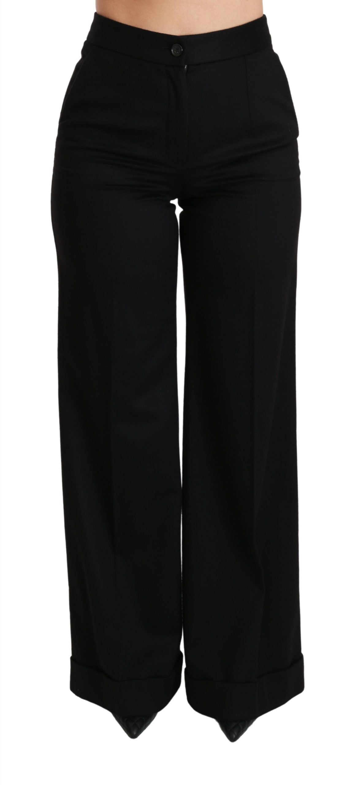 Dolce &amp; Gabbana – Schwarze Kaschmirhose mit weitem Bein und Schlag