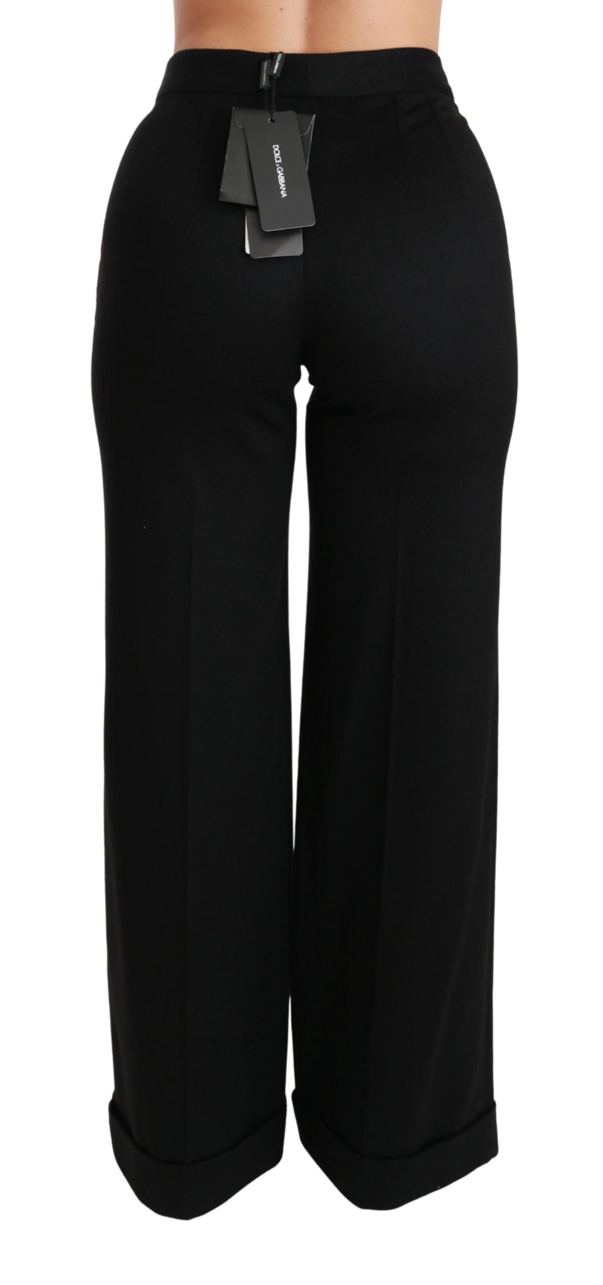 Dolce &amp; Gabbana – Schwarze Kaschmirhose mit weitem Bein und Schlag