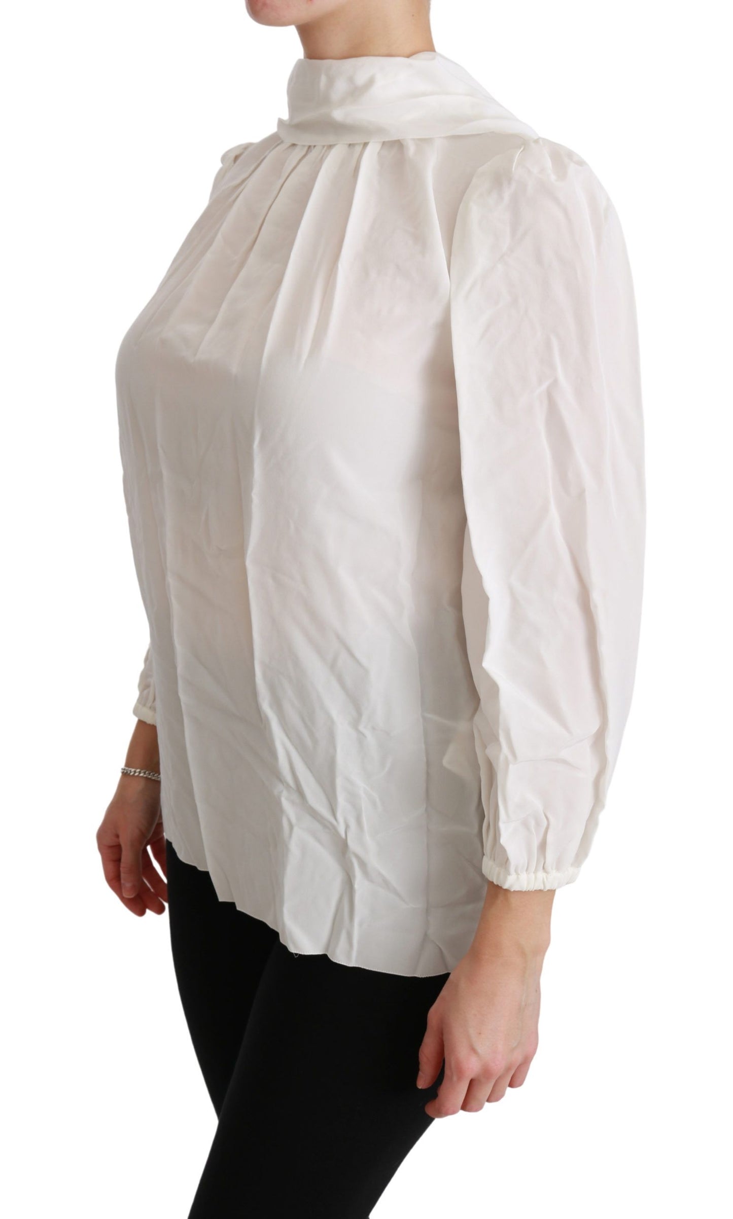 Dolce &amp; Gabbana Weiße Rollkragenbluse, Seidentop