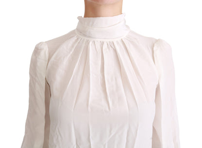 Dolce &amp; Gabbana Weiße Rollkragenbluse, Seidentop