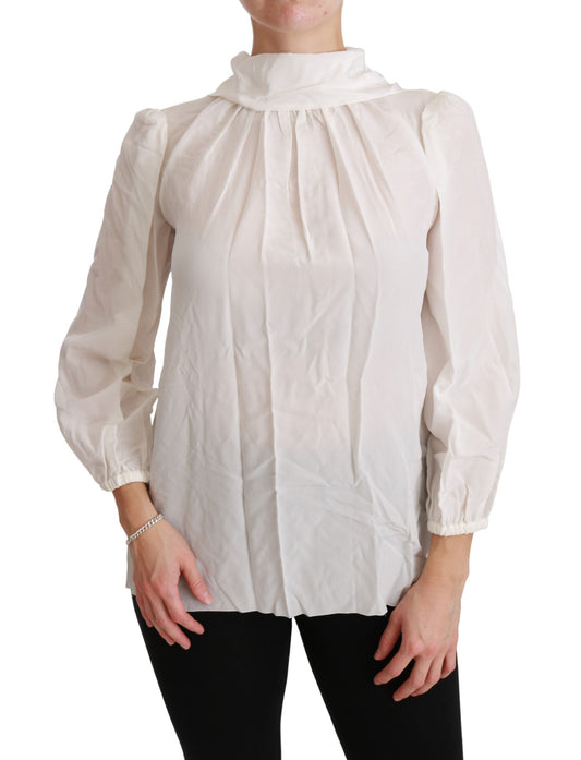 Dolce &amp; Gabbana Weiße Rollkragenbluse, Seidentop