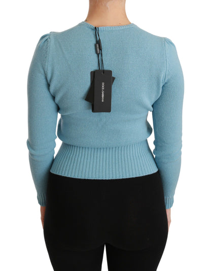 Dolce &amp; Gabbana – Blauer Wollpullover mit Queen-Herz
