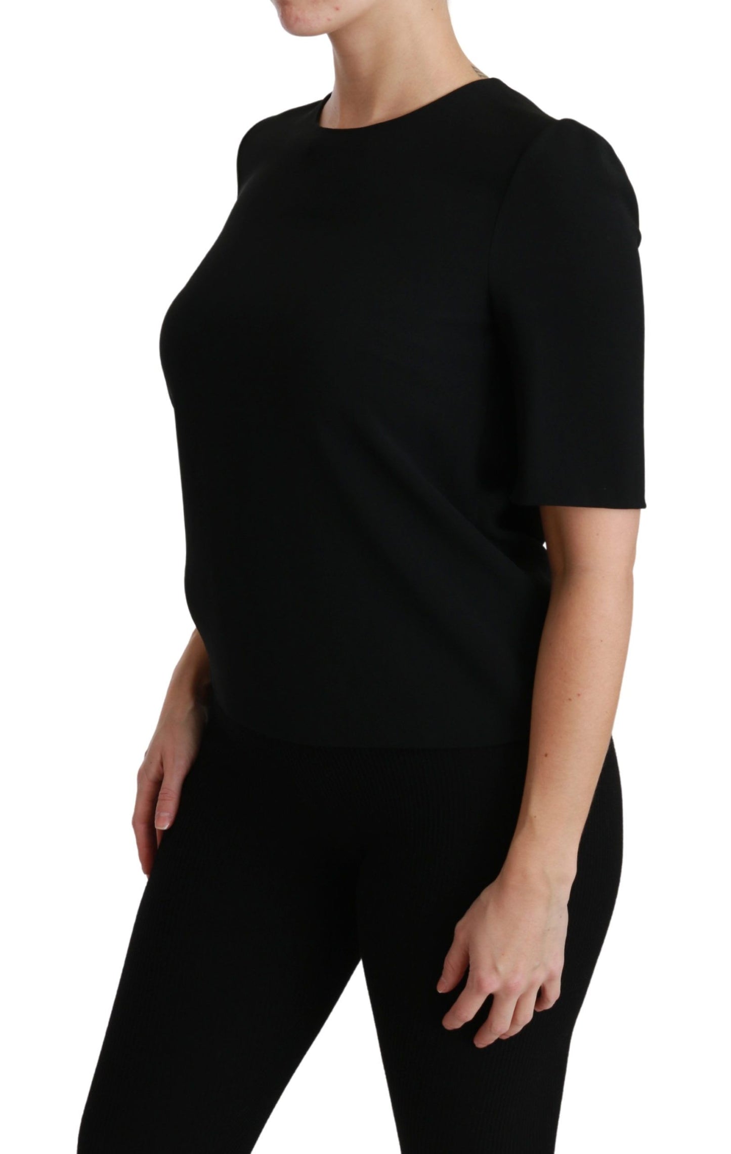 Dolce &amp; Gabbana Schwarze, kurzärmlige Freizeit-Stretchbluse