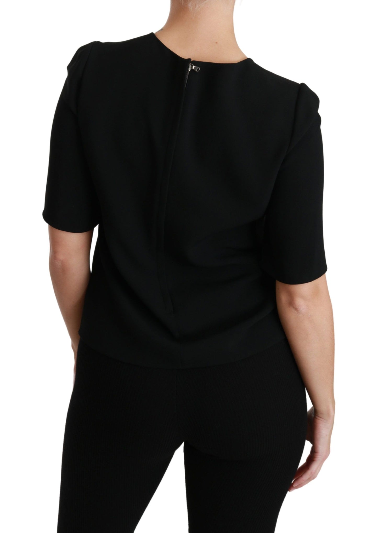 Dolce &amp; Gabbana Schwarze, kurzärmlige Freizeit-Stretchbluse