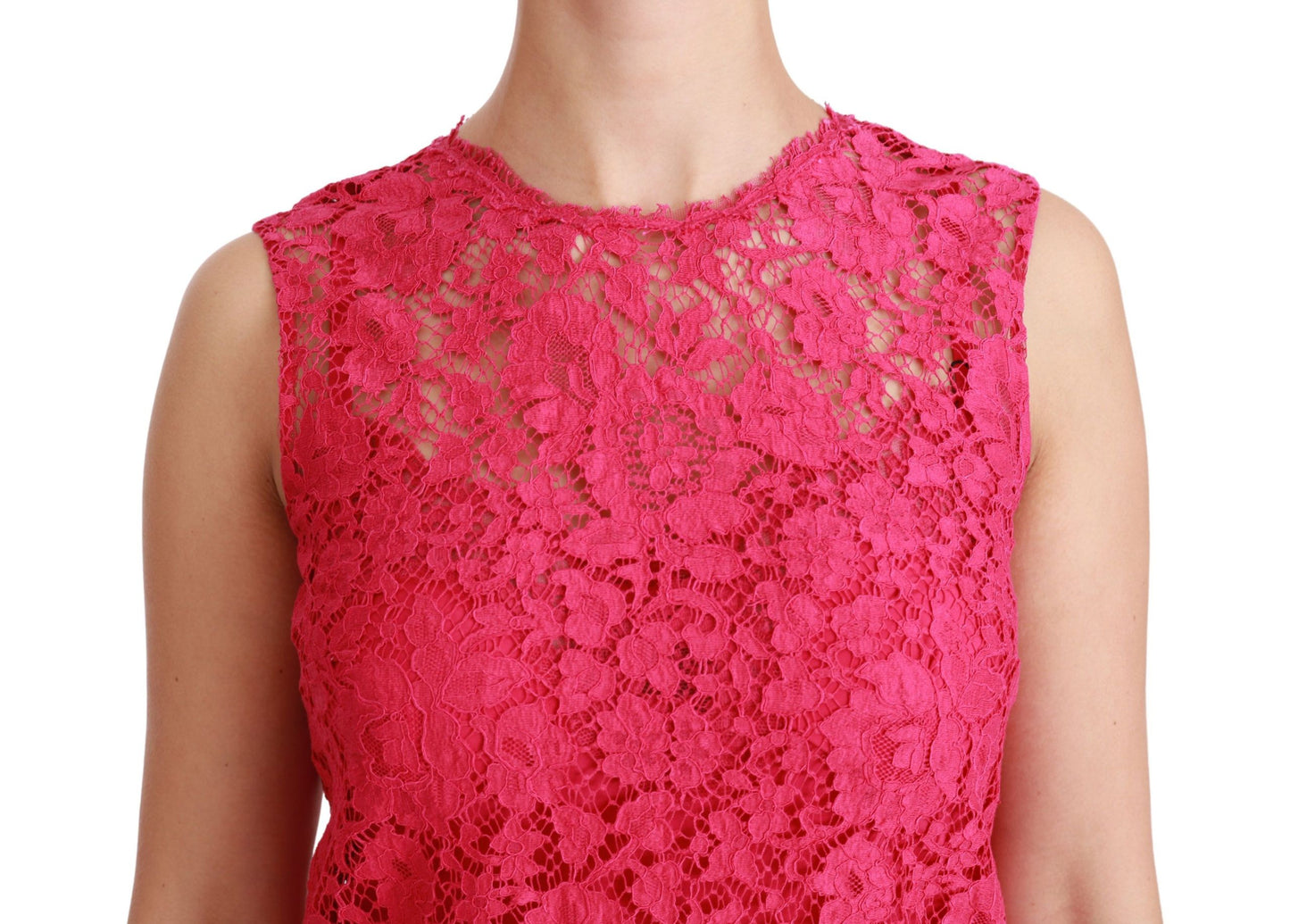 Dolce &amp; Gabbana – Mini-Etuikleid aus geblümter Spitze in Rosa