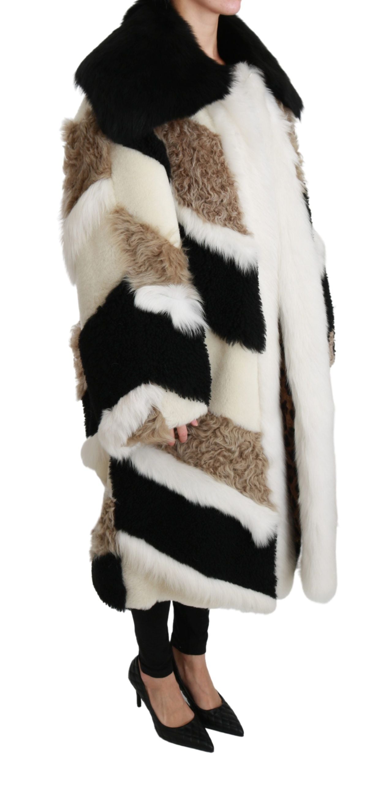 Dolce &amp; Gabbana – Cape-Jackenmantel aus Schafspelz und Lammfell