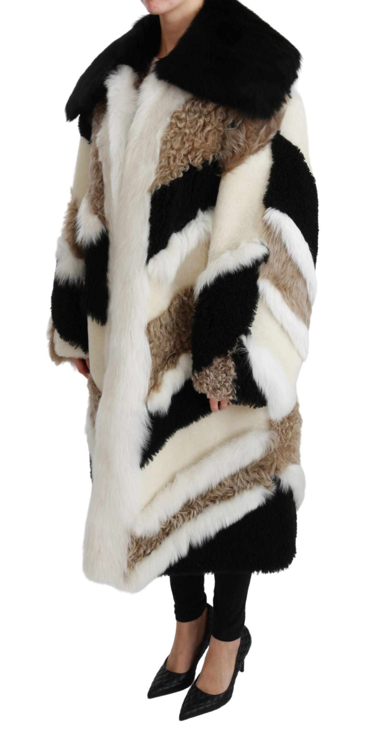 Dolce &amp; Gabbana – Cape-Jackenmantel aus Schafspelz und Lammfell