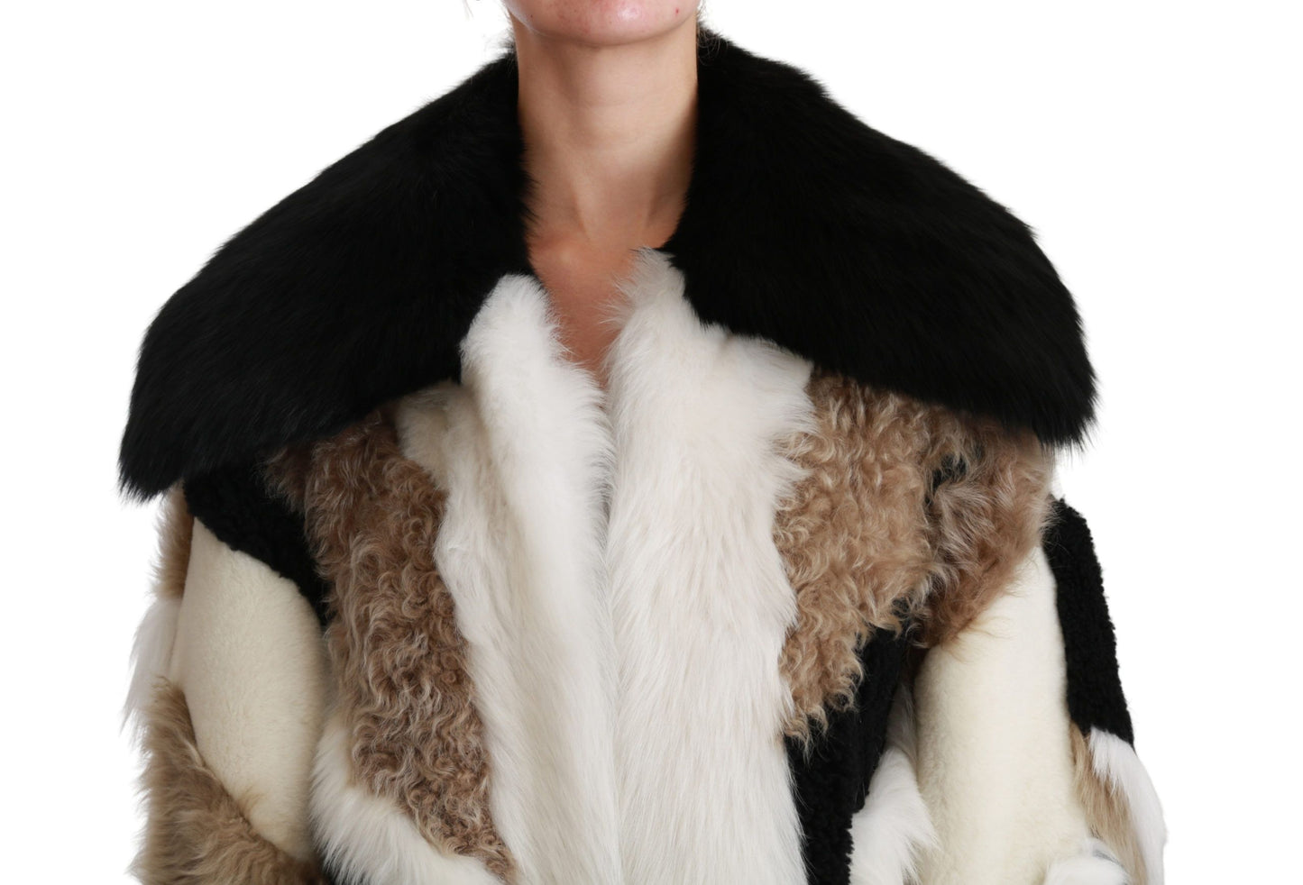 Dolce &amp; Gabbana – Cape-Jackenmantel aus Schafspelz und Lammfell