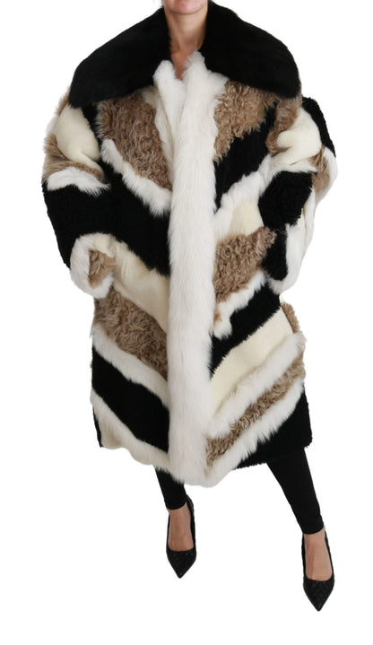 Dolce &amp; Gabbana – Cape-Jackenmantel aus Schafspelz und Lammfell