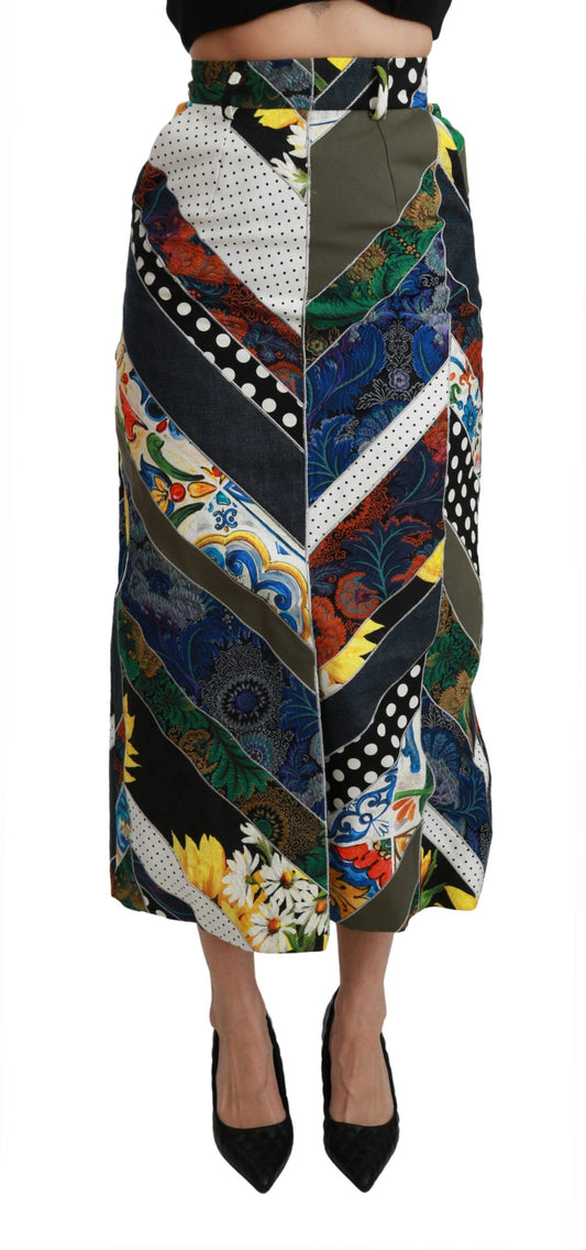 Dolce &amp; Gabbana Mehrfarbiger Maxirock aus Seide mit geometrischem Muster und hoher Taille