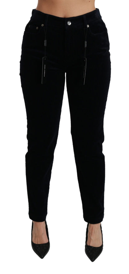 Dolce &amp; Gabbana – Blaue Cordjeans mit mittelhoher Taille und Röhrenhose
