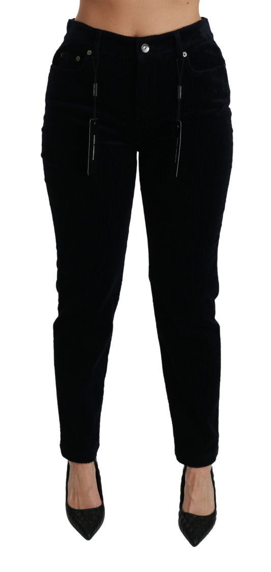 Dolce &amp; Gabbana – Blaue Cordjeans mit mittelhoher Taille und Röhrenhose