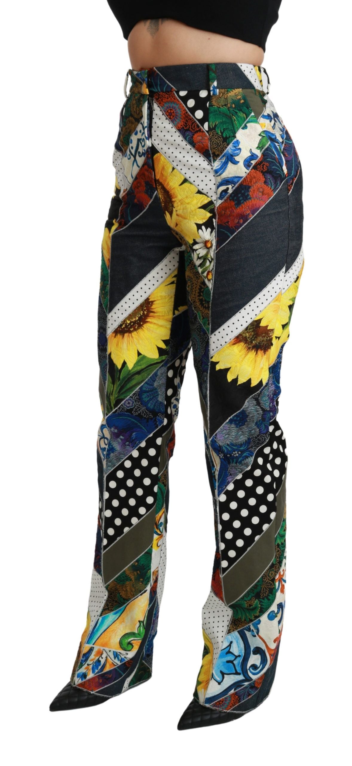 Dolce &amp; Gabbana – Gerade geschnittene Hose mit mehrfarbigem Print und hoher Taille