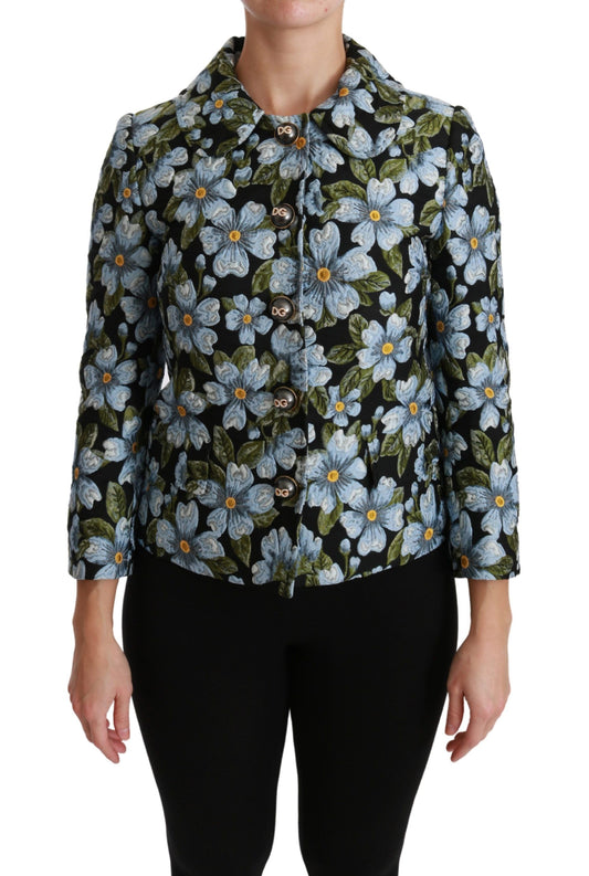 Dolce &amp; Gabbana Mehrfarbiger Blazermantel mit Blumenmuster, Polyesterjacke