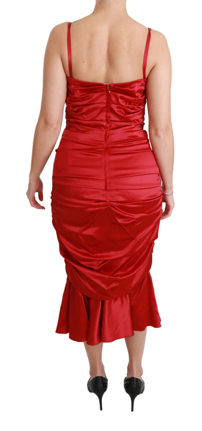 Dolce &amp; Gabbana, rotes, figurbetontes Meerjungfrauenkleid aus Stretch-Seide