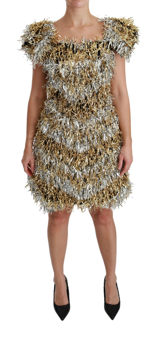 Dolce &amp; Gabbana – Mini-Etuikleid in Silber und Gold