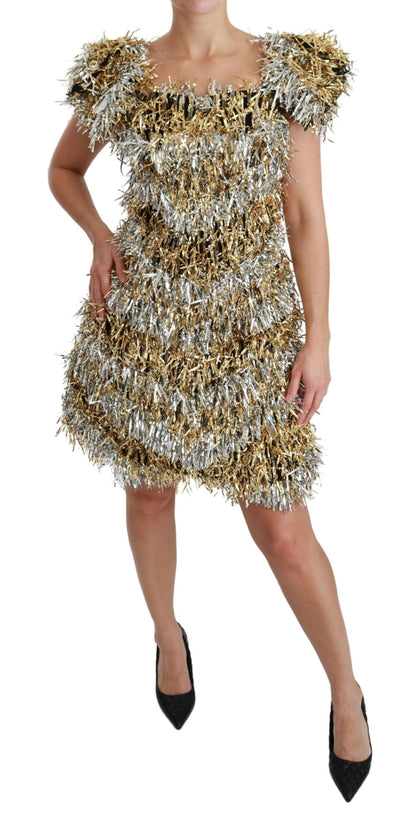 Dolce &amp; Gabbana – Mini-Etuikleid in Silber und Gold