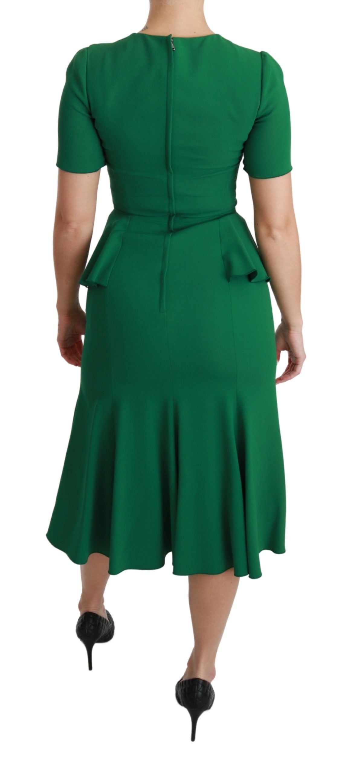Dolce &amp; Gabbana – Grünes Meerjungfrau-Midikleid aus Viskose mit Herzaufnäher