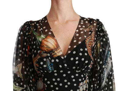 Dolce &amp; Gabbana Schwarzes A-Linien-Etuikleid „Sea Fish Sicily“