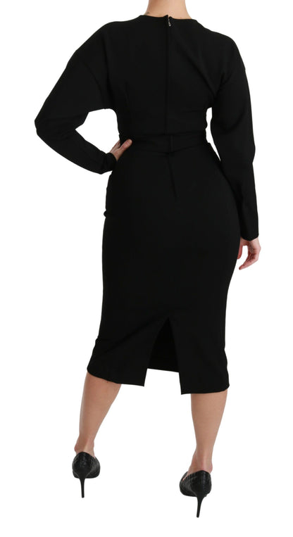 Dolce &amp; Gabbana – Schwarzes, figurbetontes Midi-Stretchkleid