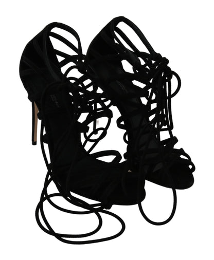 Dolce &amp; Gabbana – Stilettos mit Riemen aus schwarzem Wildleder