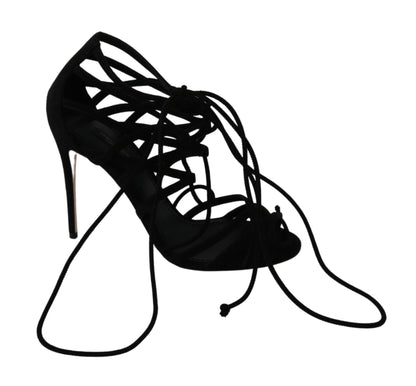 Dolce &amp; Gabbana – Stilettos mit Riemen aus schwarzem Wildleder