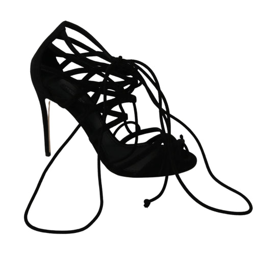 Dolce &amp; Gabbana – Stilettos mit Riemen aus schwarzem Wildleder