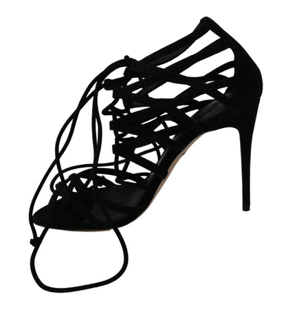 Dolce &amp; Gabbana – Stilettos mit Riemen aus schwarzem Wildleder