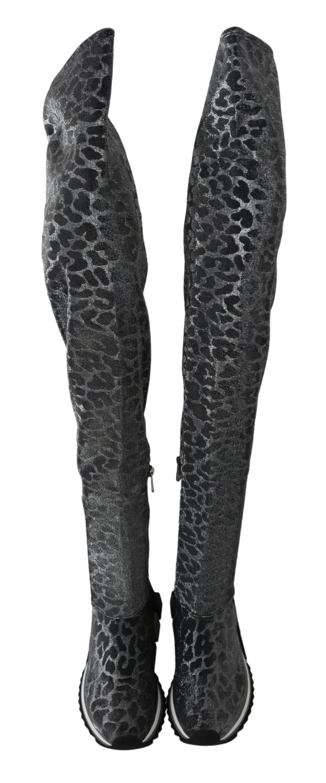 Dolce &amp; Gabbana Grau Leopard High Top Sneakers Booties Schuhe