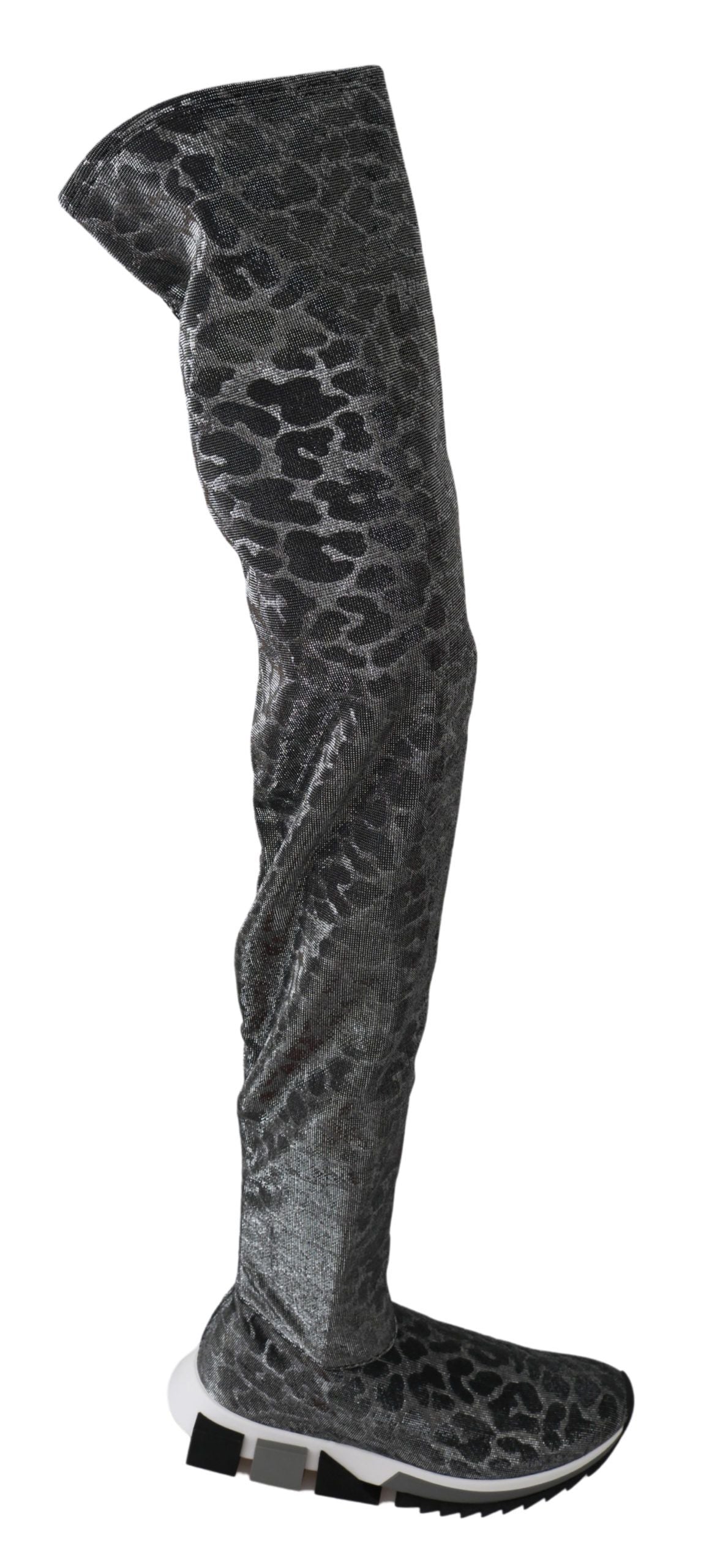 Dolce &amp; Gabbana Grau Leopard High Top Sneakers Booties Schuhe