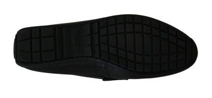 Dolce &amp; Gabbana – Flache Loafer aus schwarzem Eidechsenleder