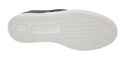 Dolce &amp; Gabbana Grau Leder Flache Caiman Herren Loafer Schuhe