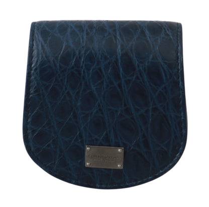 Dolce &amp; Gabbana Blaue Haltertasche Brieftasche Blaue Exotische Haut Kondomhülle
