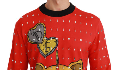 Dolce &amp; Gabbana Red Crystal Pig of the Year Sweater